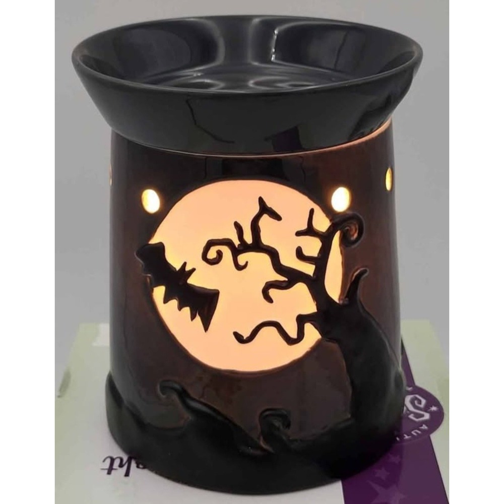 Scentsy Fright Night Full Size Wax Warmer Retired 2012 Halloween Black Ceramic